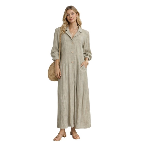 Wild Rose Sweaters - NWT VTG Wild Rose Duster Cardigan Maxi Dress Womens L/XL 18 Knitwear Button Slit